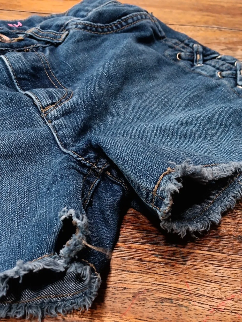 The Children's Place Dark Blue Denim Lace-Up Frayed Hem Shorts